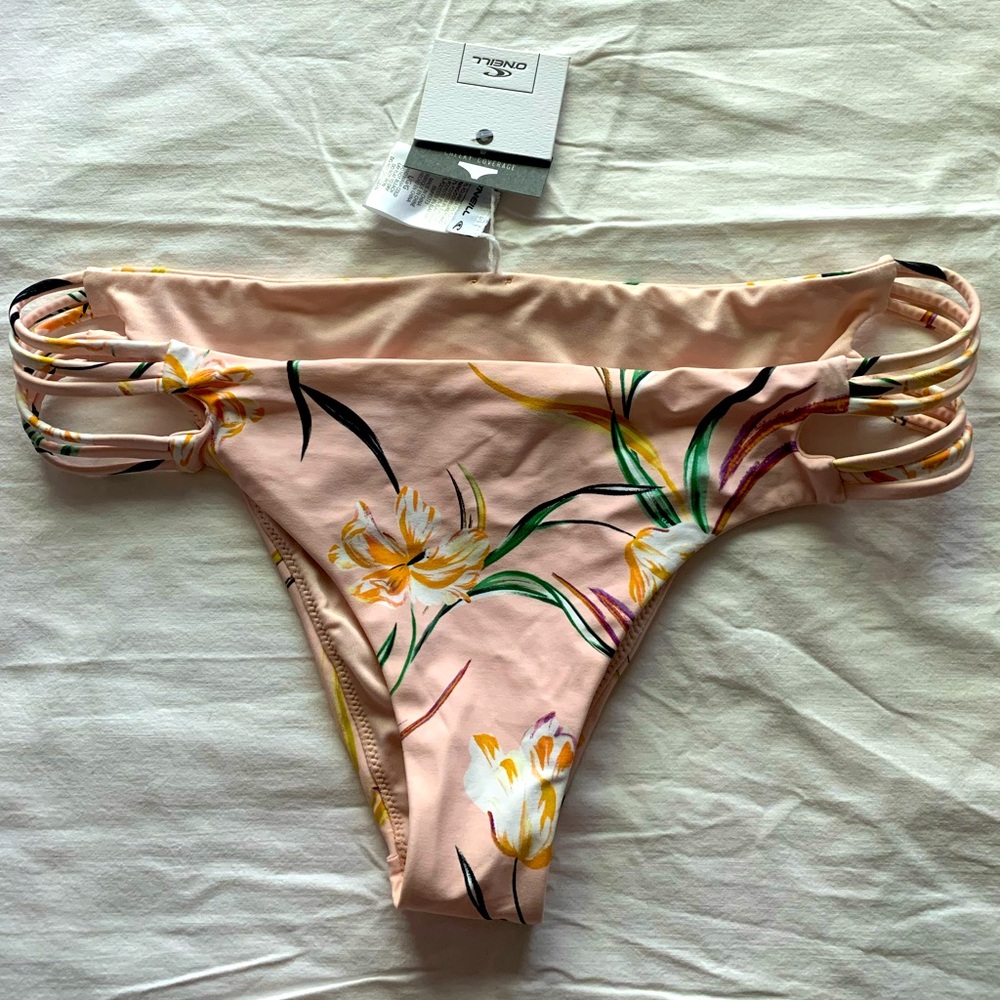 O’Neill bikini cheeky bottoms Lrg peach floral NWT